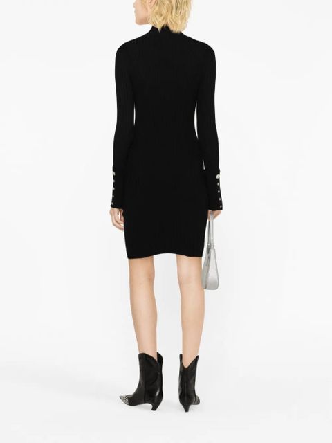 Rabanne high-neck ribbed-knit minidress - Black