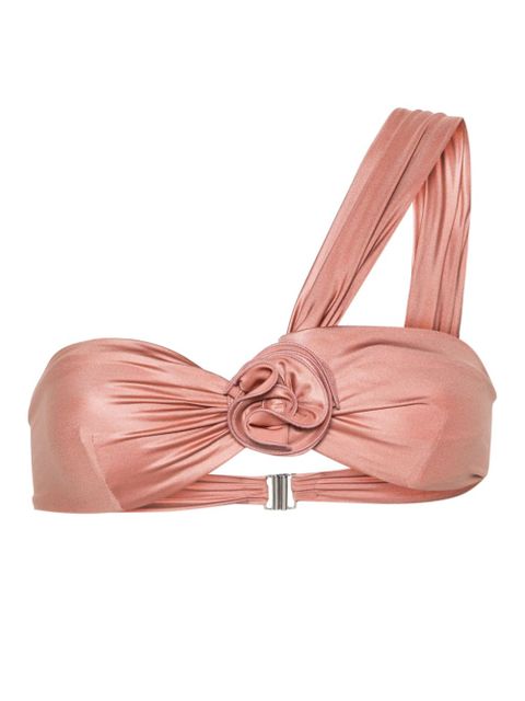 Magda Butrym floral-appliqué one-shoulder bikini top - Pink
