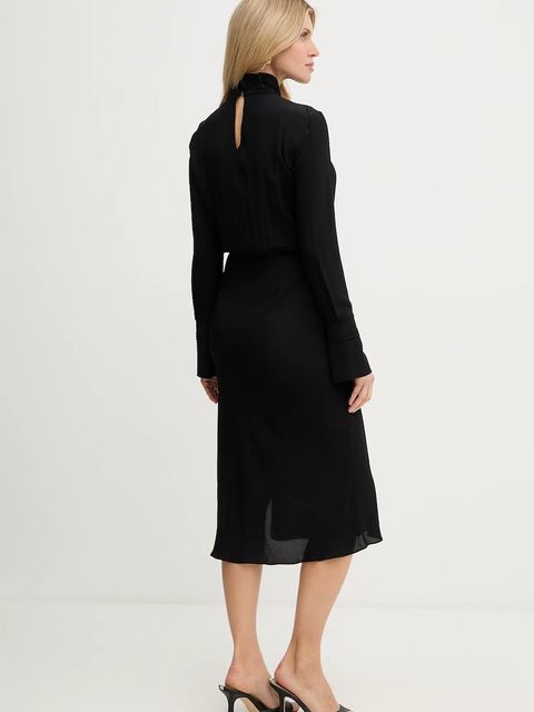 Patrizia Pepe sukienka wiskozowa kolor czarny midi prosta 8A1623 A8I1