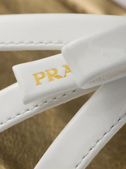 Prada flat patent and metallic leather sandals - Gold