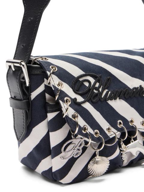 Blumarine mini striped shoulder bag - White