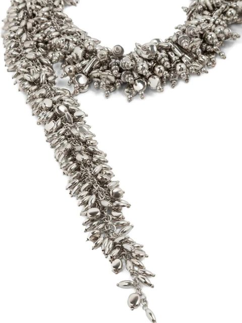 DRIES VAN NOTEN beaded scarf necklace - Silver