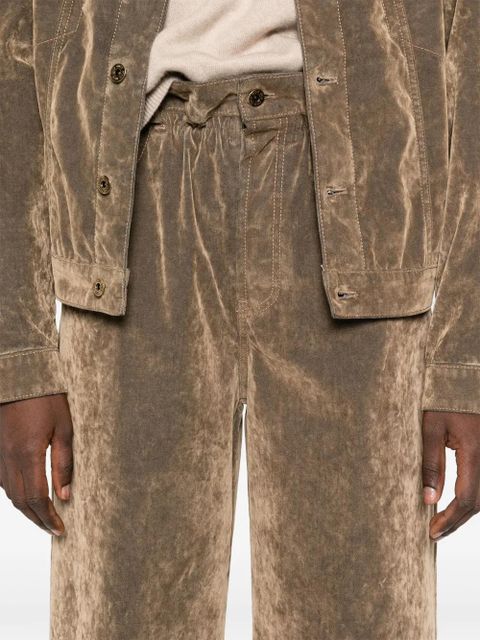 Miu Miu logo-patch trousers - Brown