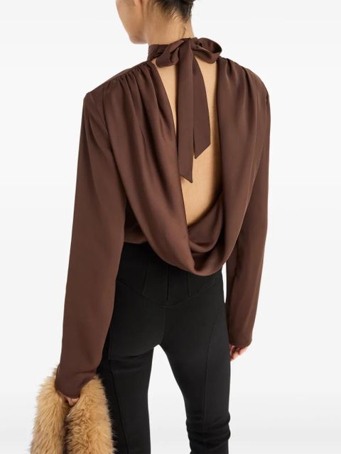 ROTATE BIRGER CHRISTENSEN cowl-back long-sleeve top - Brown