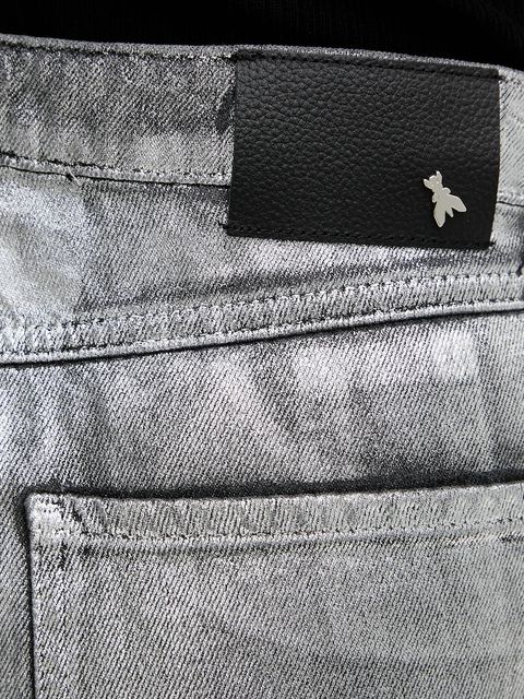 Patrizia Pepe spodnie bawełniane damskie kolor srebrny szerokie high waist 8P0737 D114