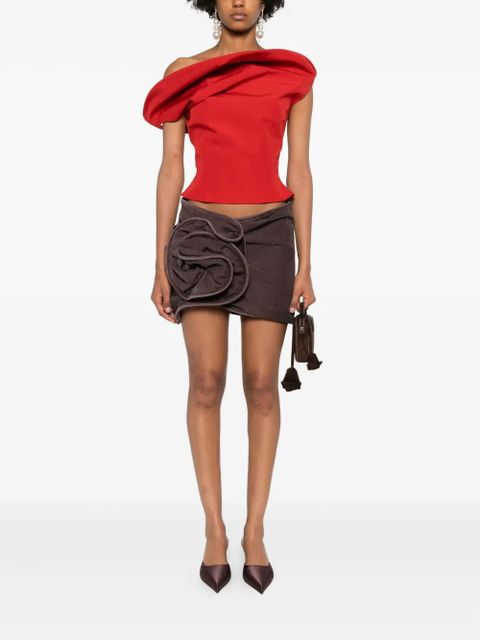 Magda Butrym floral-appliqué mini skirt - Brown