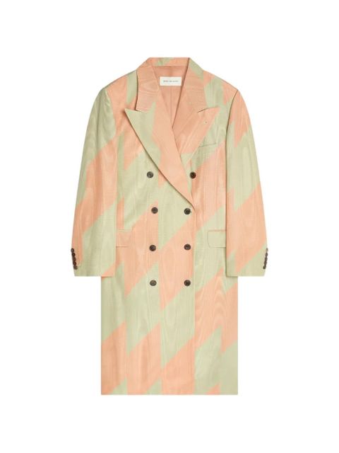 DRIES VAN NOTEN double-breasted chevron coat - Green - zdjęcie produktu nr 1