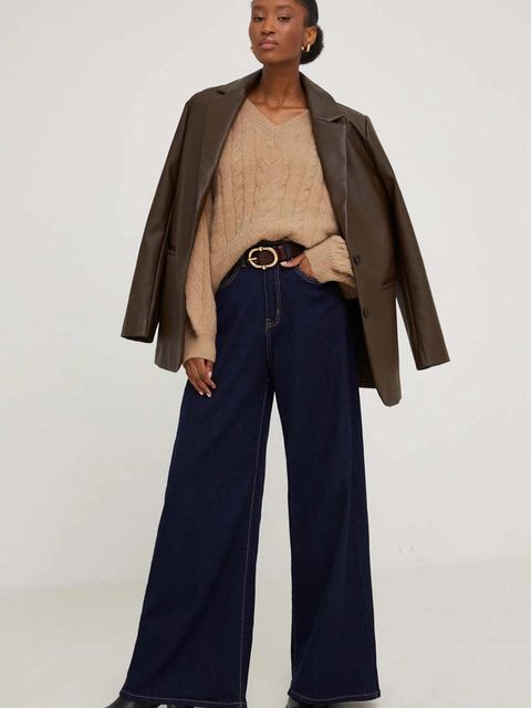 Answear.LAB sweter z dodatkiem wełny damski kolor brązowy