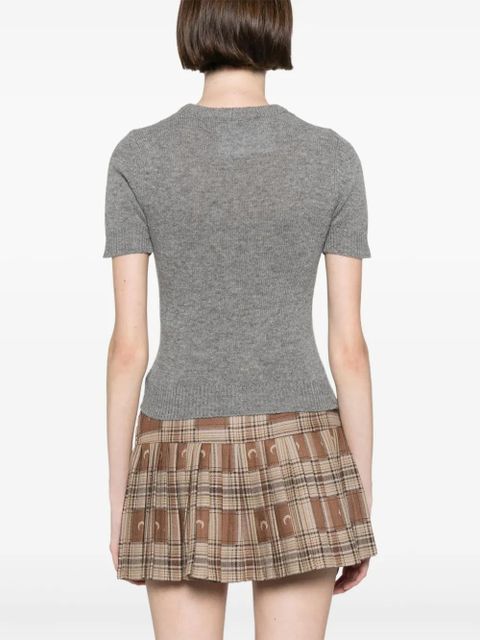 Marine Serre logo-embroidered T-shirt - Grey