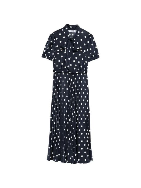 Self-Portrait polka dot pleated midi dress - Blue - zdjęcie produktu nr 1