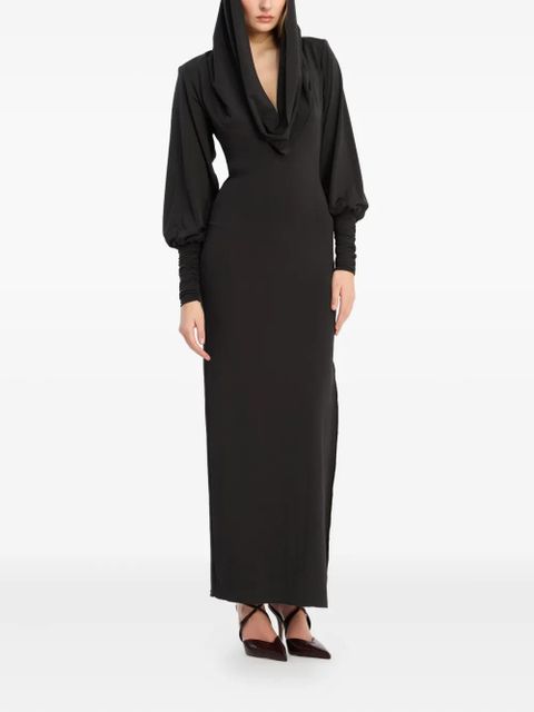 ROTATE BIRGER CHRISTENSEN hooded slinky maxi dress - Black - zdjęcie produktu nr 2