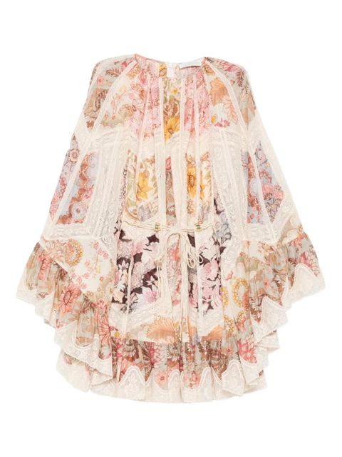 ZIMMERMANN Daylight lace-detail floral-print mini dress - Neutrals - zdjęcie produktu nr 1