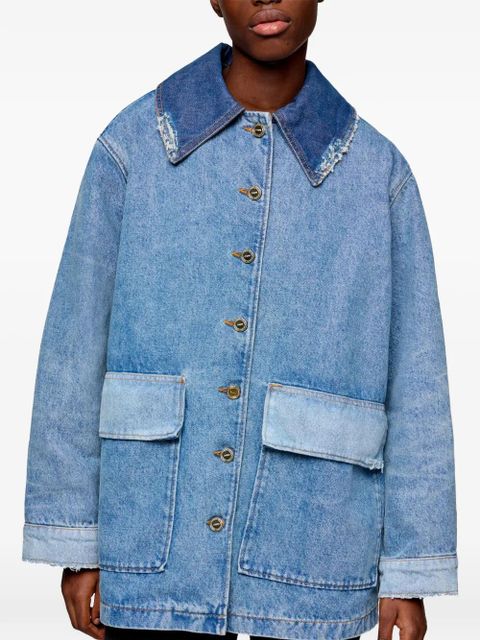 GANNI raw-cut denim jacket - Blue