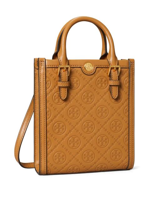 Tory Burch mini T-monogram leather tote bag - Brown