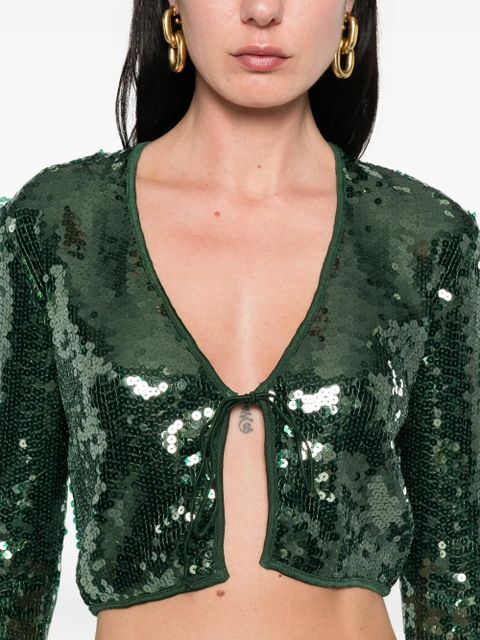 Oséree Marylin sequin tie-fastening top - Green