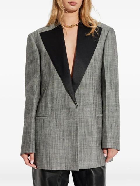 Jil Sander satin-lapel checked jacket - Grey