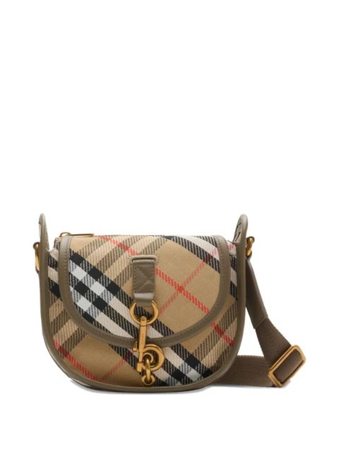 Burberry B buckle check mini cross body bag - Neutrals