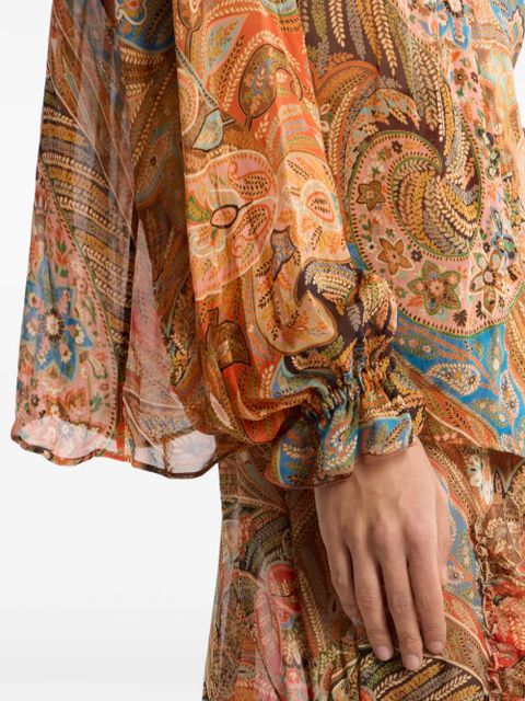 ETRO ruffled paisley-motif shirt - Orange