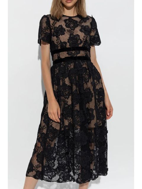 Self-Portrait lace midi dress - Black