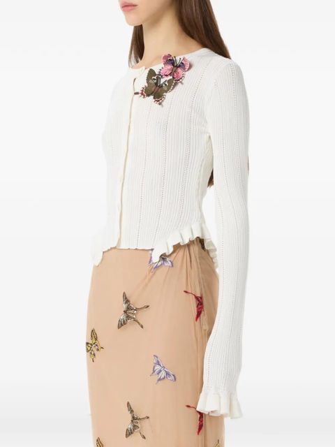 Blumarine ruffled cardigan - White