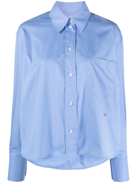 Victoria Beckham logo-embroidered cotton shirt - Blue - zdjęcie produktu nr 1