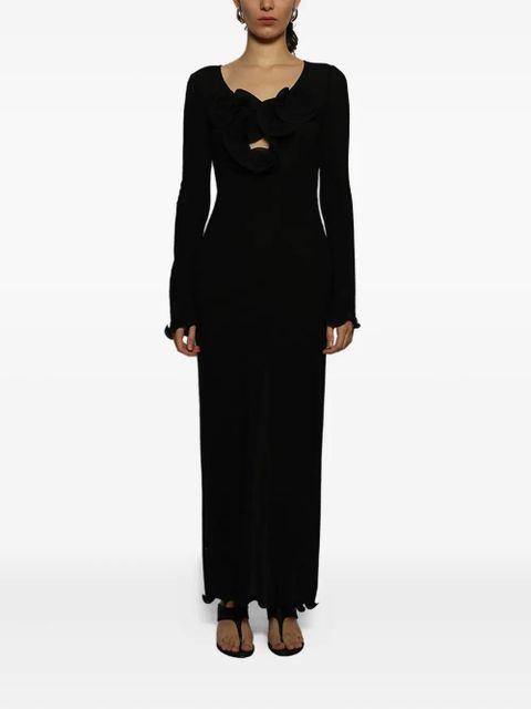 Magda Butrym floral-appliqué long-sleeve dress - Black