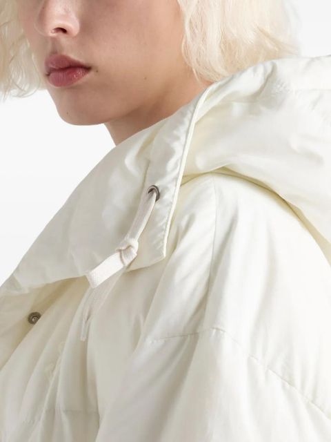 Prada hooded patch-pocket down jacket - White