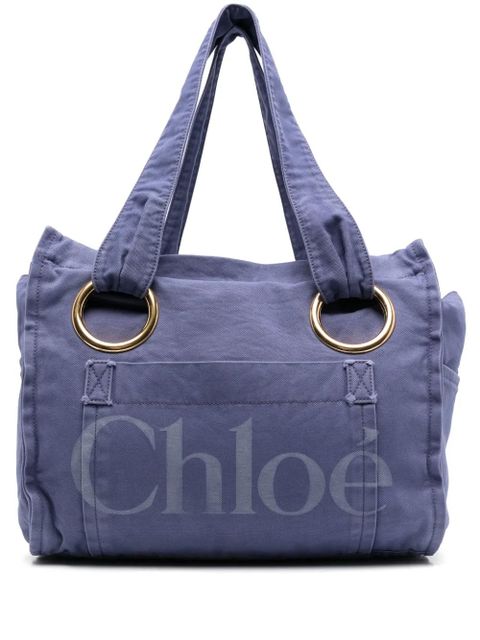 Chloé medium logo-print tote bag - Blue - zdjęcie produktu nr 1