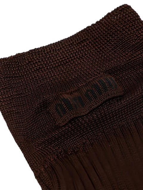 Miu Miu ribbed logo socks - Brown - zdjęcie produktu nr 2