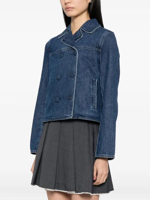 Self-Portrait double-breasted denim jacket - Blue