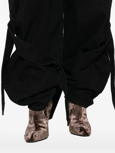 The Attico tie-detail panelled jeans - Black