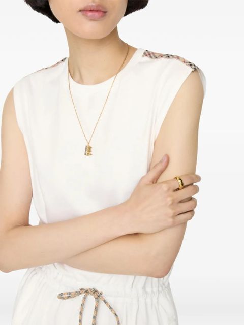 Burberry check trim cotton jersey dress - White