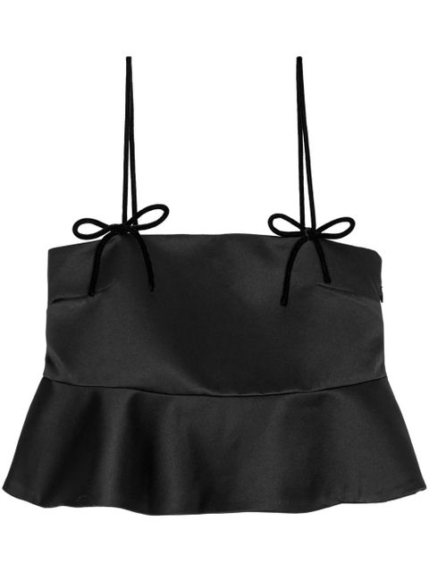 GANNI peplum-hem cropped satin top - Black - zdjęcie produktu nr 1