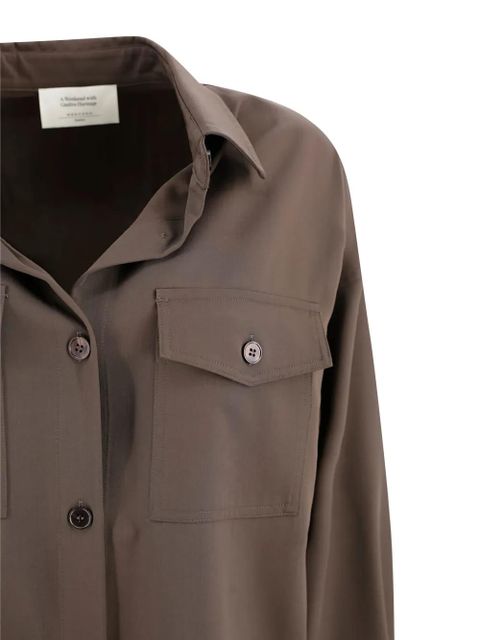Weekend Max Mara double-pocket virgin-wool shirt - Brown - zdjęcie produktu nr 2