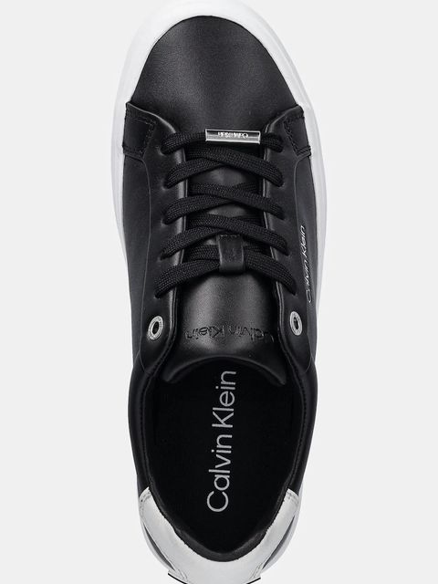 Calvin Klein sneakersy skórzane VULC LACE UP LTH/MOIRE BT damskie kolor czarny HW0HW02747 - zdjęcie produktu nr 2