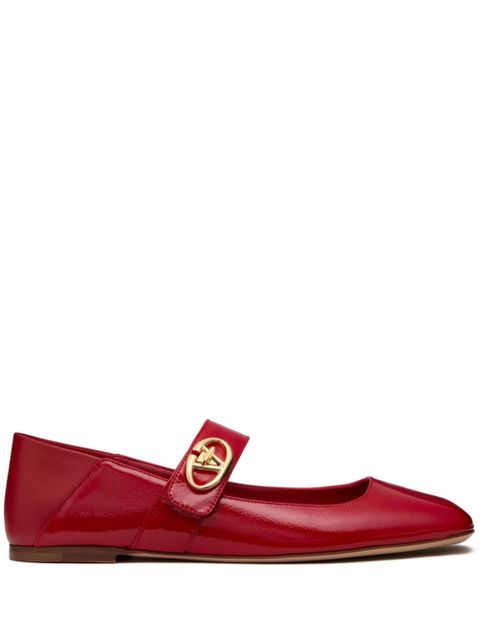 Valentino Garavani VLogo Locker Mary-Jane ballerina shoes - Red - zdjęcie produktu nr 1