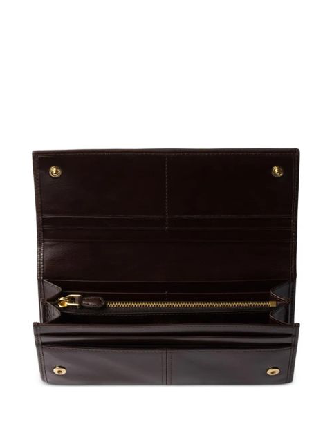 Prada logo-plaque leather wallet - Brown
