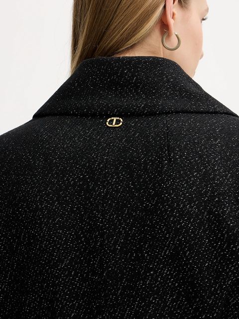 Twinset płaszcz z domieszką wełny kolor czarny 252TT2040