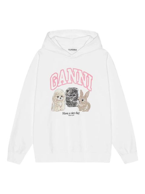 GANNI graphic-print hoodie - White - zdjęcie produktu nr 1