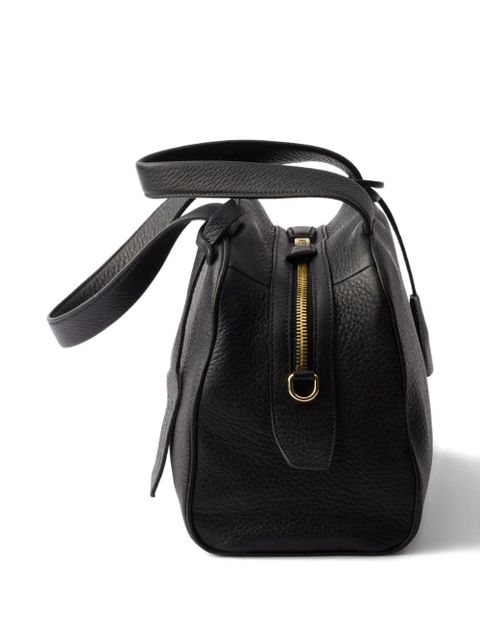 Prada leather top-handle zip tote bag - Black