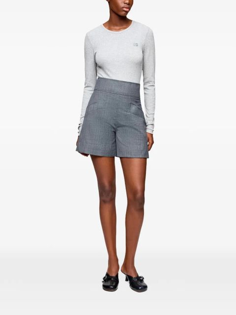GANNI mélange-effect high-waisted shorts - Grey - zdjęcie produktu nr 2
