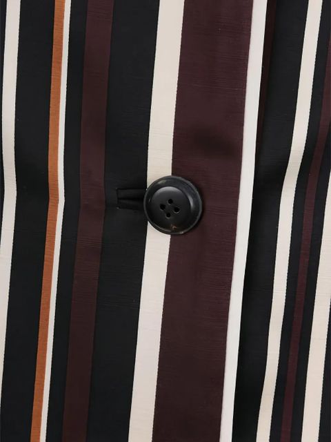 Prada striped notched-collar overcoat - Black