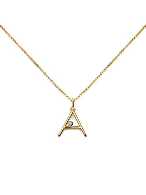 Monica Vinader solitaire diamond initial A pendant - Gold