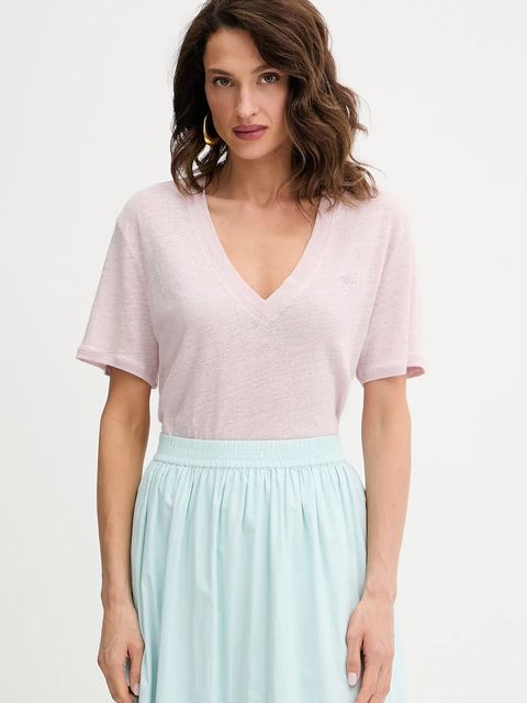 BOSS Orange t-shirt lniany damski kolor różowy 50538645 - zdjęcie produktu nr 1