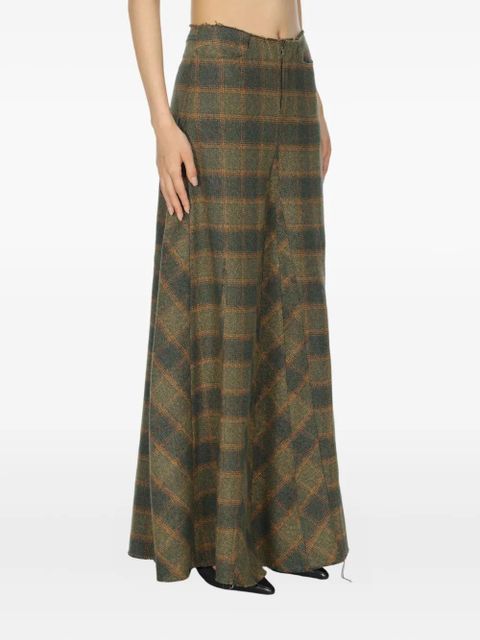 OUR LEGACY check-pattern pleated skirt - Green