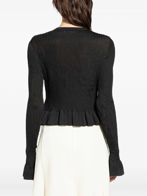 Jil Sander frilled-hem cardigan - Black
