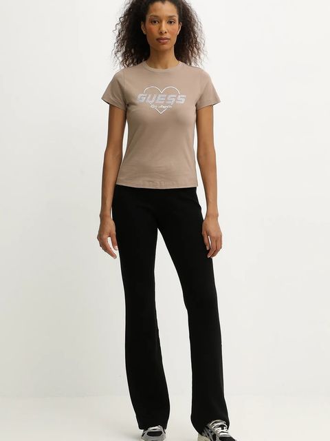 Guess t-shirt bawełniany NARCISO damski kolor beżowy V5GI10 K9RM1