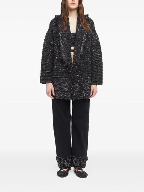 Alanui City Lights fringed sequin cardigan - Black
