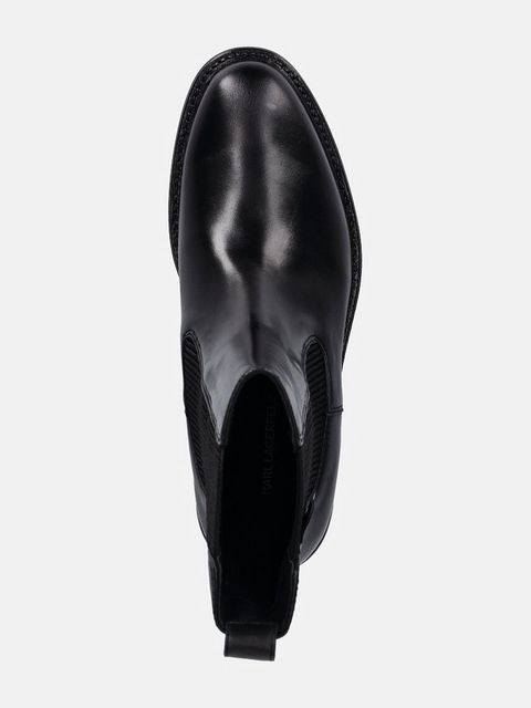 Karl Lagerfeld sztyblety skórzane BLAKE damskie kolor czarny na płaskim obcasie KL41460