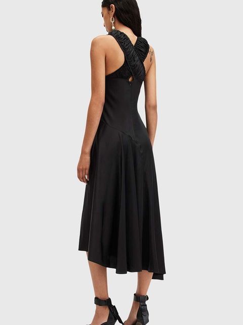 AllSaints sukienka MAHREE DRESS kolor czarny midi rozkloszowana W064DC - zdjęcie produktu nr 2